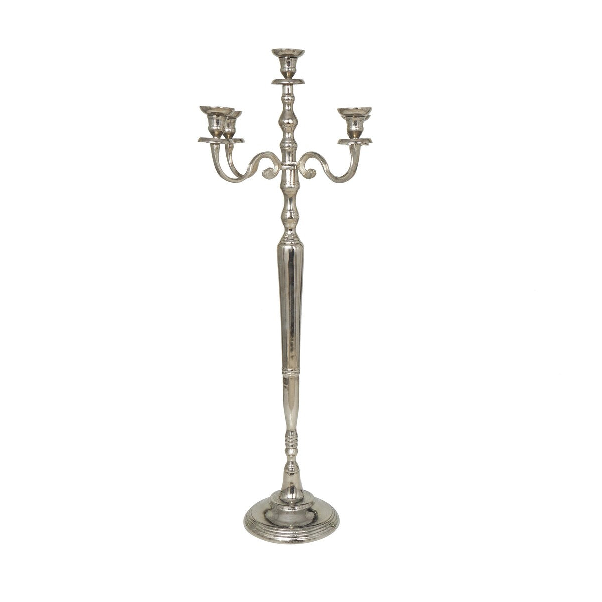 Aluminum Metal Tall Floor 5 Candle Candelabra - Gold or Silver - Roche River Decor