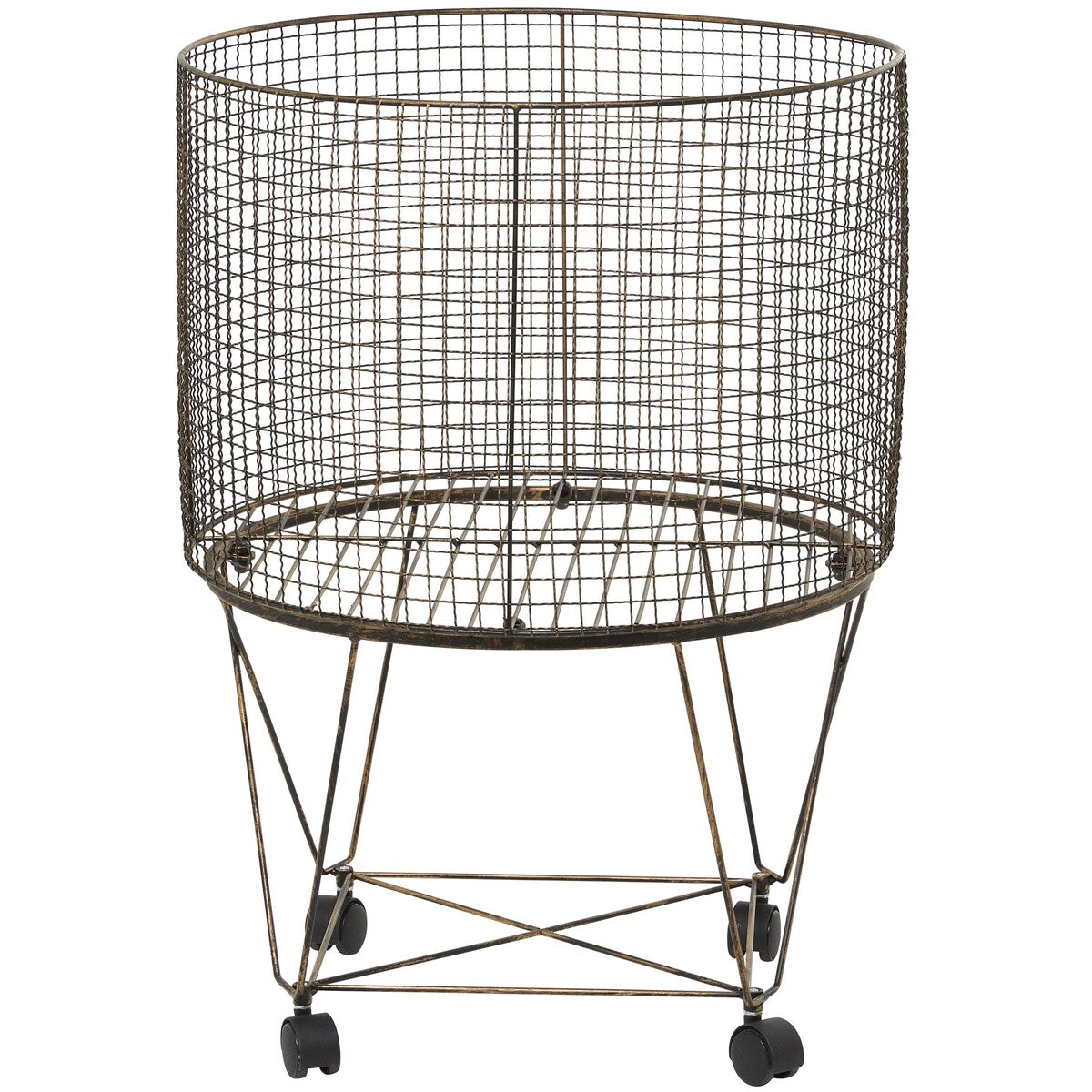 Metal Deep Set Wire Basket Storage Cart with Wheels - Bronze - Roche River Decor