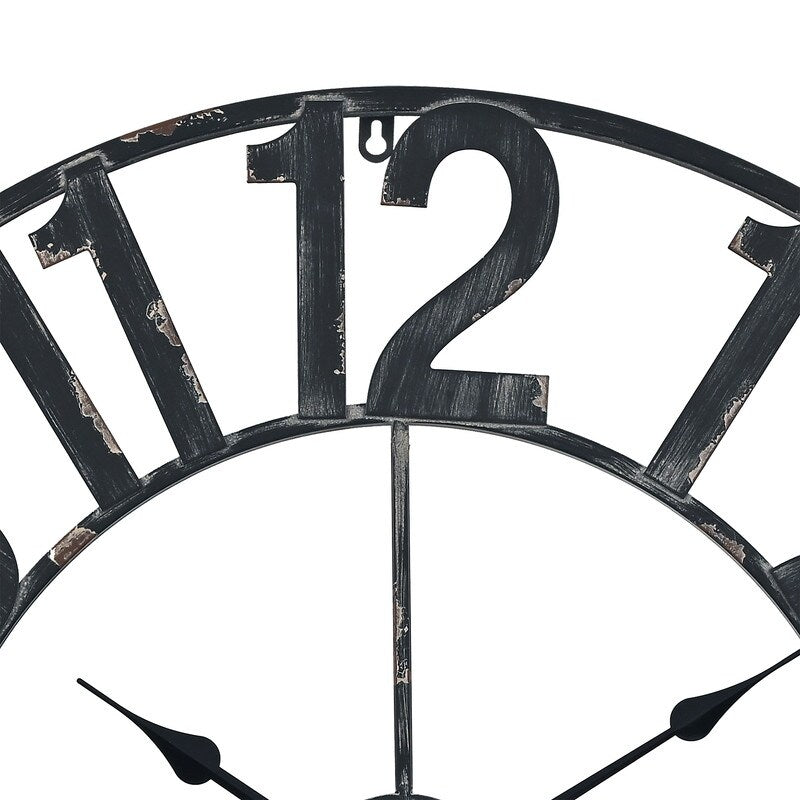 Utopia Alley Manhattan Industrial Wall Clock - Large Wall Clock, Iron Wall Decor, Metal Wall Clock Black, 30 & 43.5