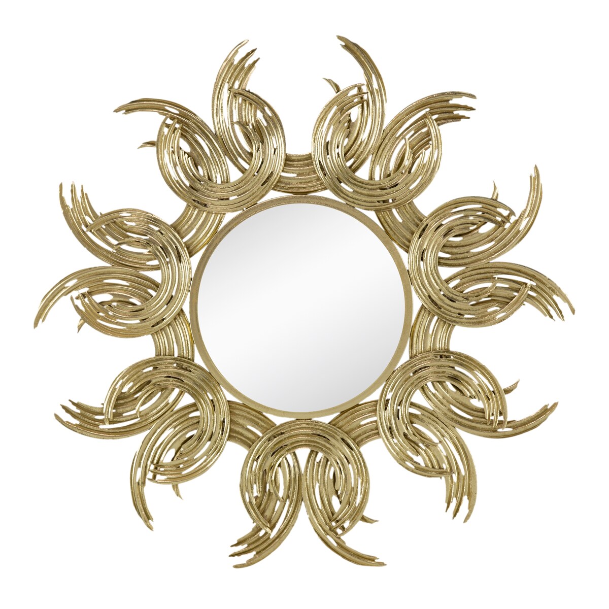 Sunburst Metal Decorative Mirror with Gold Finish