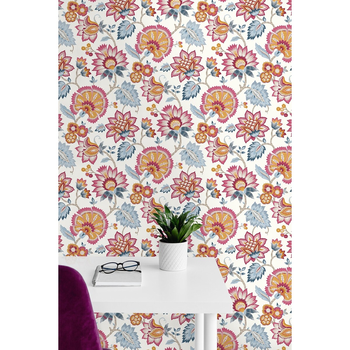 NextWall Jacobean Blossom Floral Peel and Stick Wallpaper