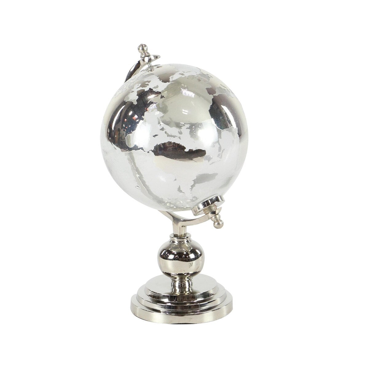 Aluminum Metal Globe with Tiered Base - Copper, Gold or Silver - Roche River Decor