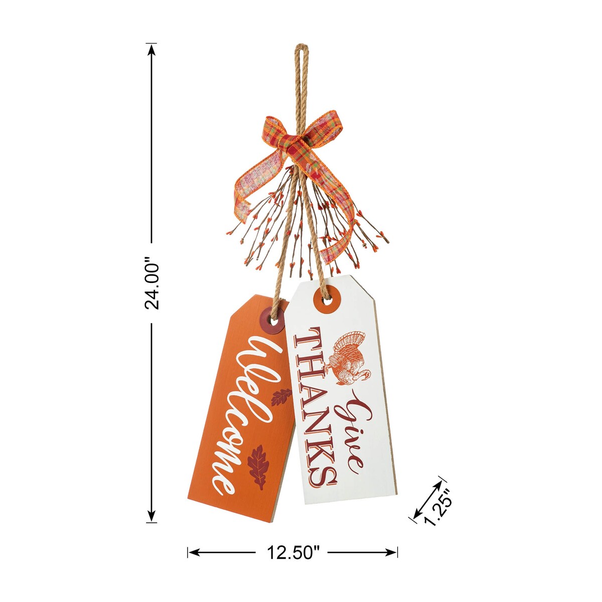 Glitzhome 24H Hello Fall or Give Thanks Welcome Fall Wooden Door Hanger Thanksgiving Decor