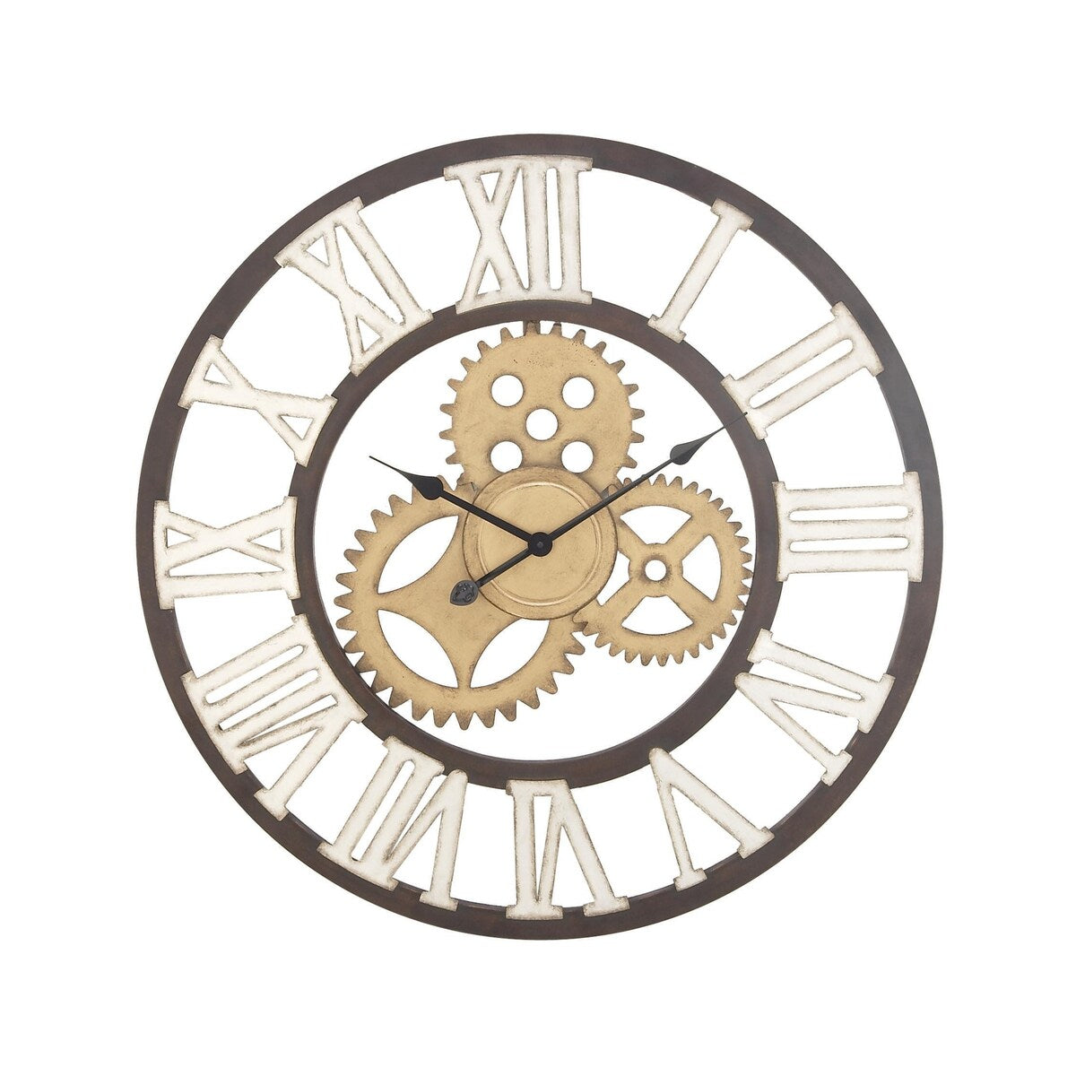 Metal Gear Decorative Wall Clock - Brown - Roche River Decor