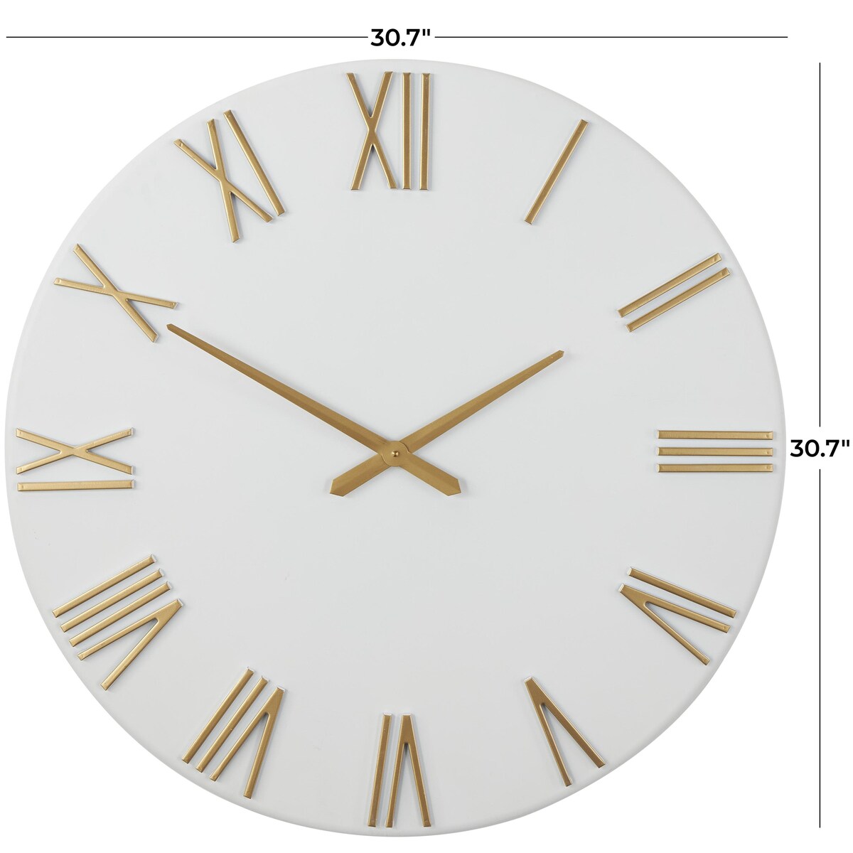 Metal Decorative Wall Clock with Gold Hands and Numbers - Black or White - Roche River Decor