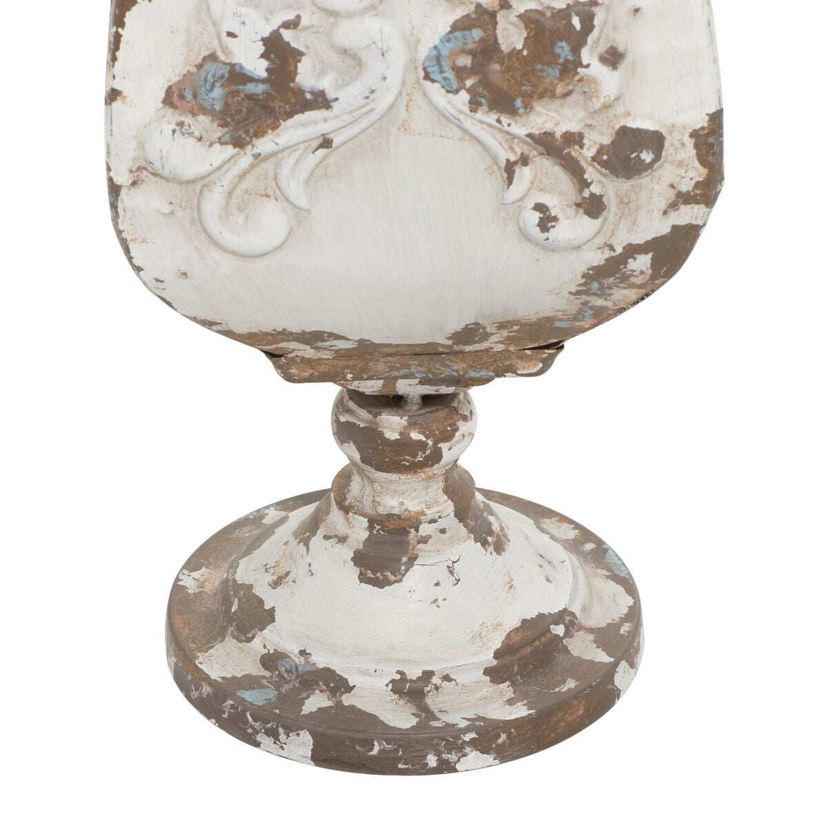 Metal Distressed Decorative Vase - White or Beige - Roche River Decor