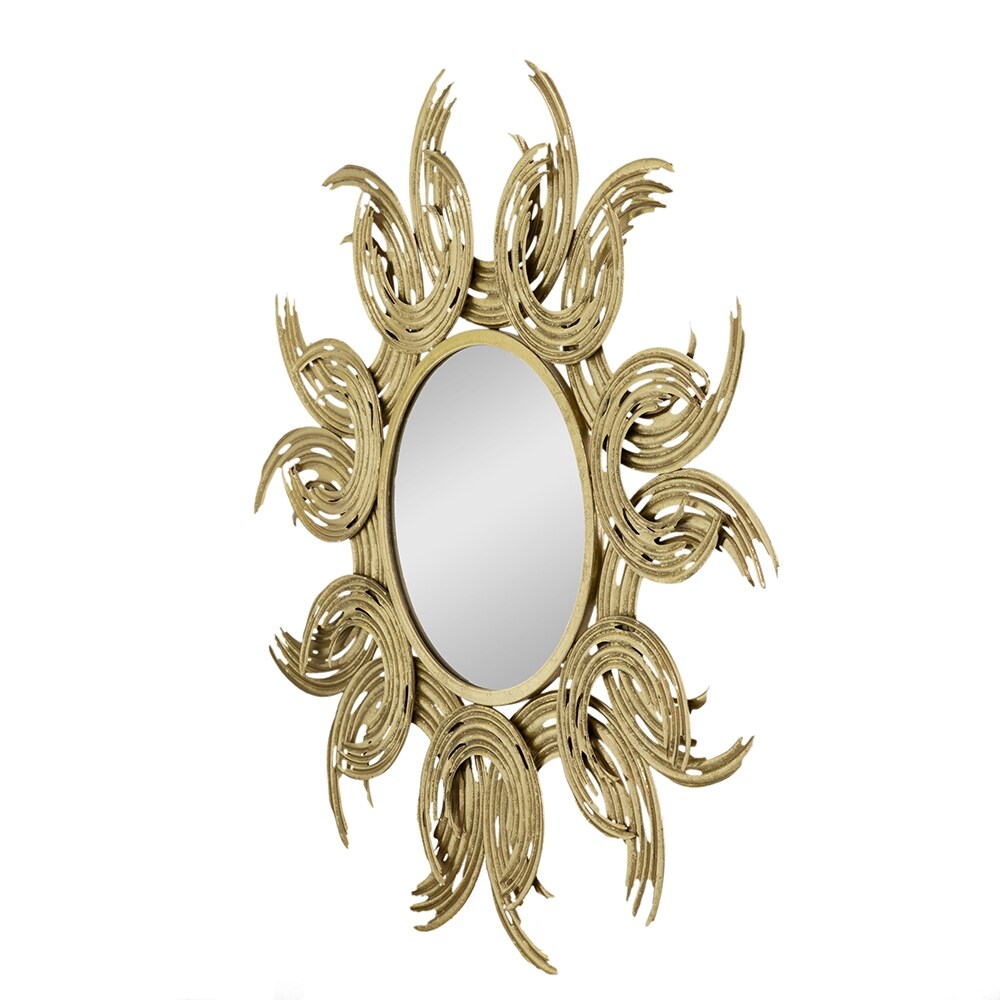 Sunburst Metal Decorative Mirror with Gold Finish