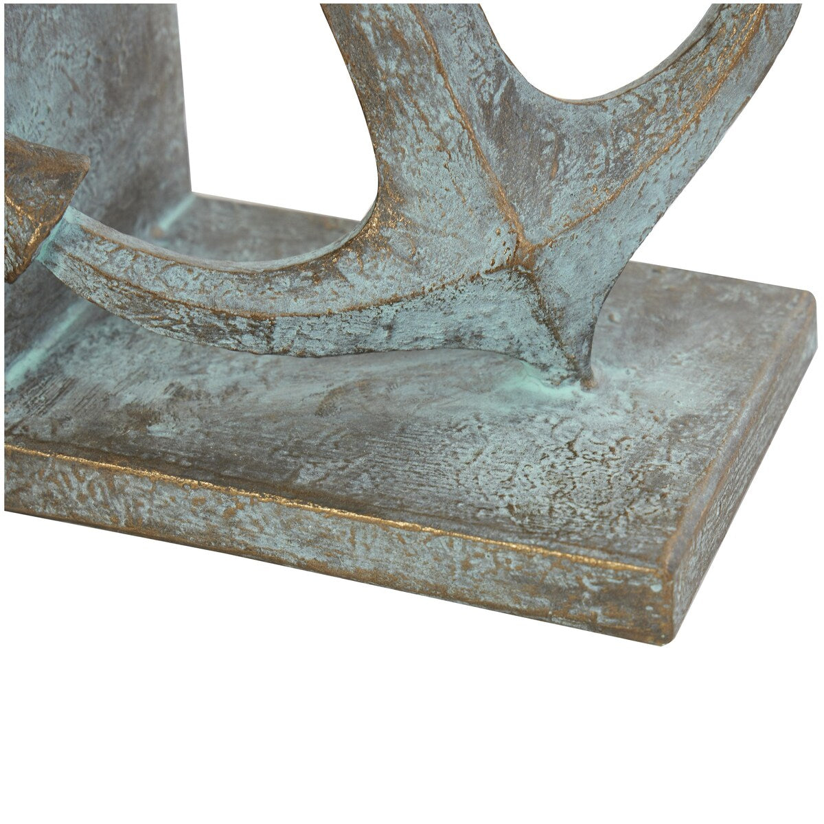 Polystone Anchor Distressed Patina Decorative Bookends with Gold Foil Accents - Set of 2 Blue - Roche River Decor