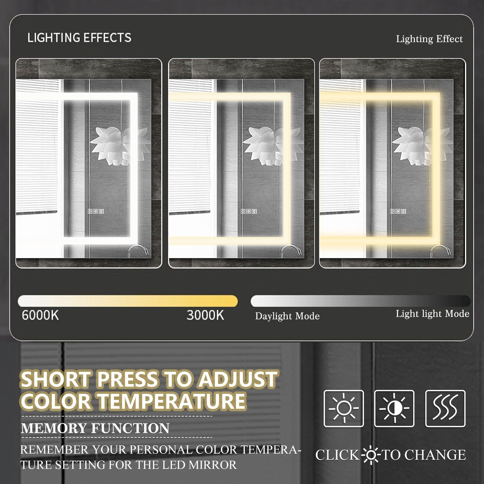 60x32 Inch LED Bathroom Mirror with lights,Anti-Fog & Dimming Led Bathroom Vanity Mirror