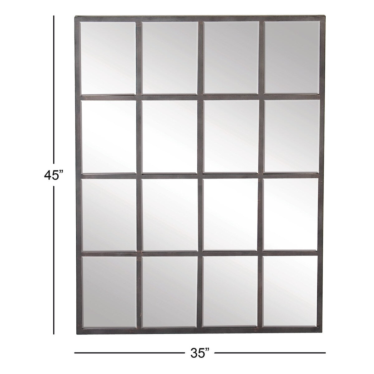 Metal Window Pane Inspired Grid Room Wall Mirror - Copper, Brown, Black - Roche River Decor