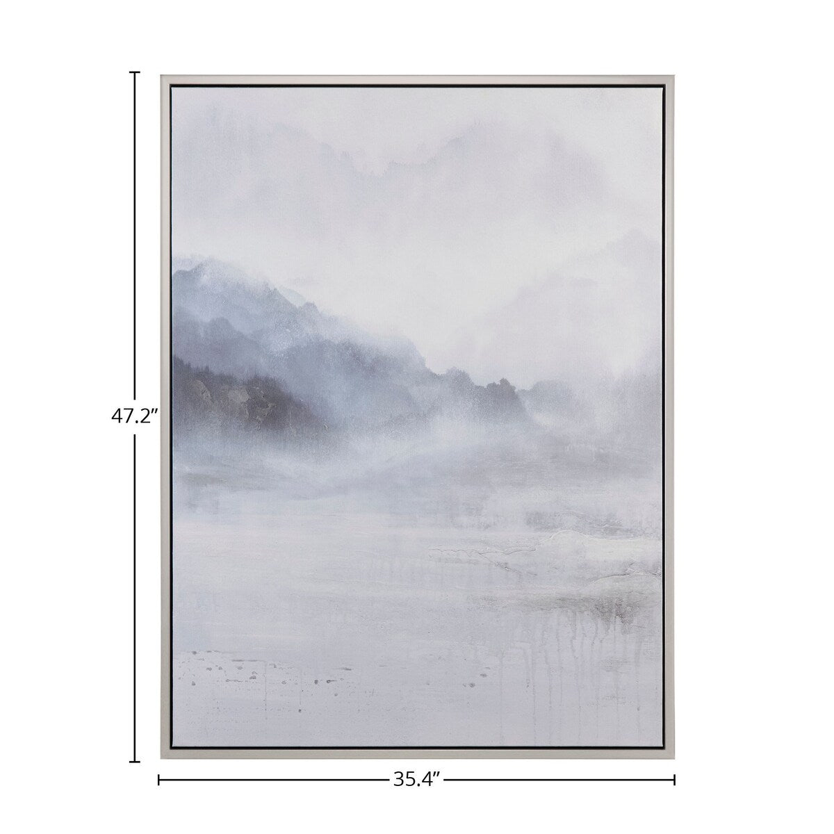 Shadows Canvas Wall Art with Silver Frame - Grey