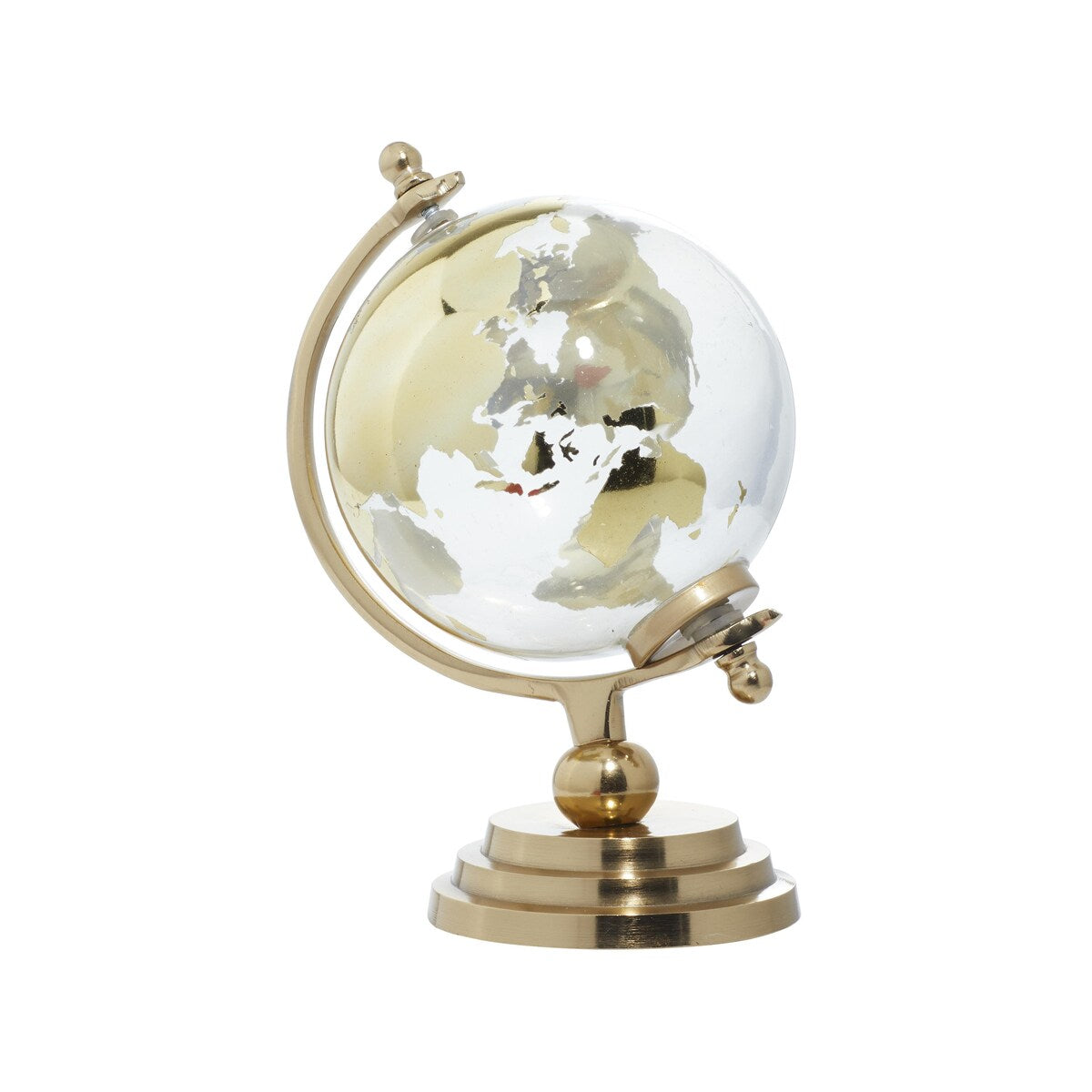 Aluminum Metal Globe with Tiered Base - Copper, Gold or Silver - Roche River Decor