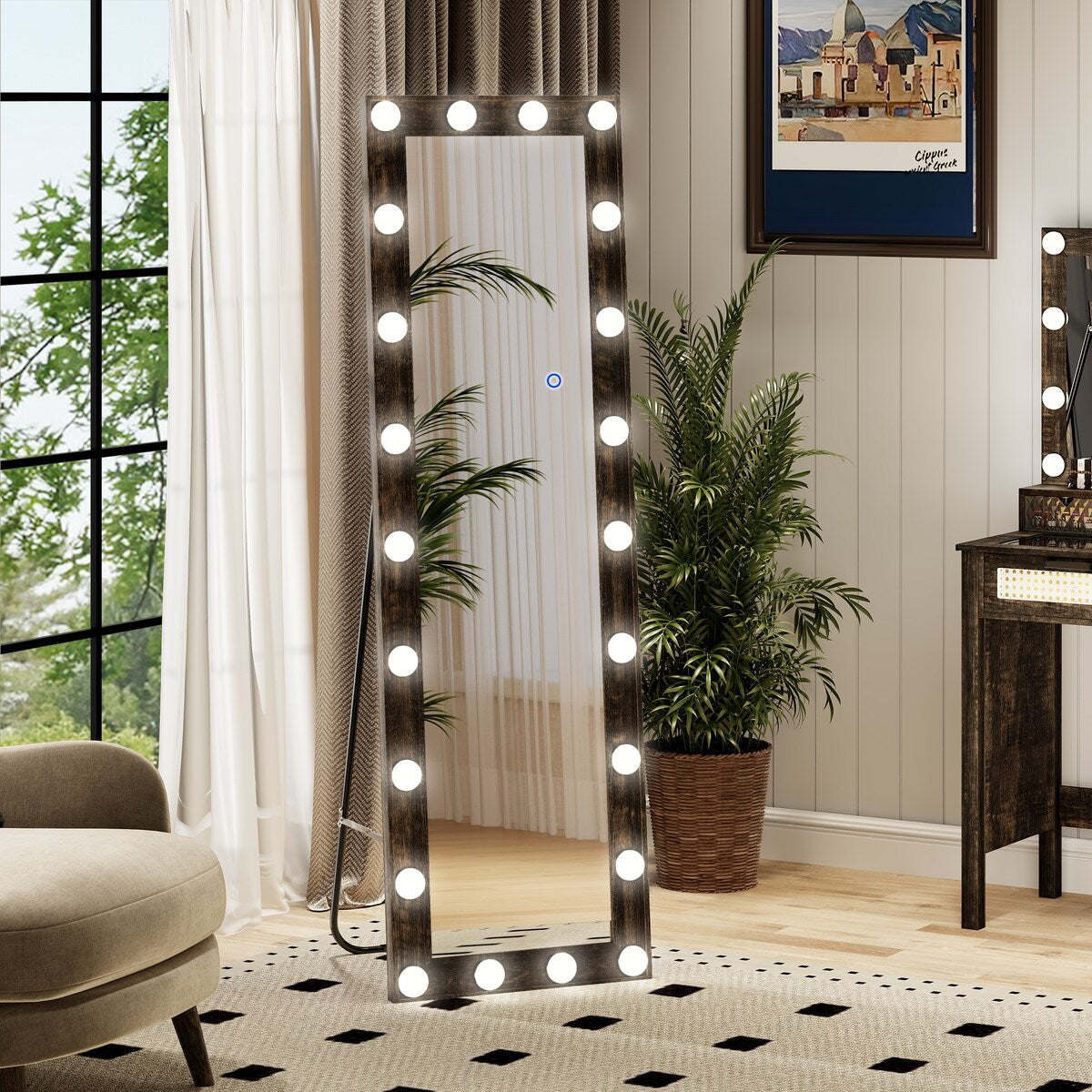 Mirror Full Length With Led Bulbs Lights