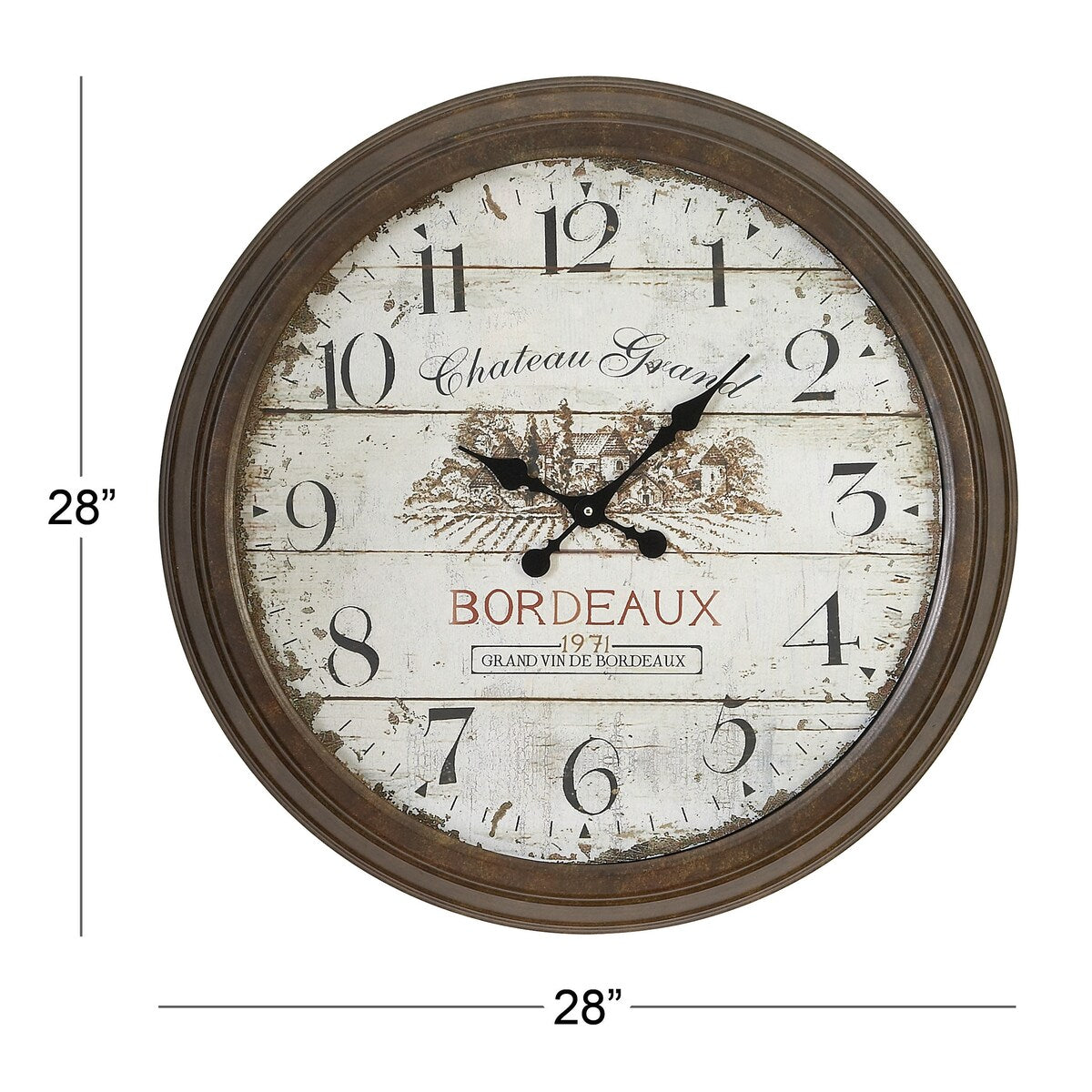 Metal Decorative Wall Clock with Bordeaux - Roche River Decor