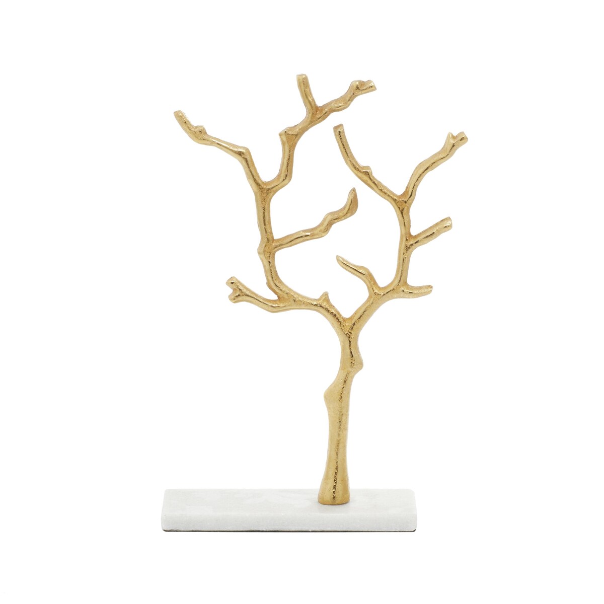 Marble Tree Jewelry Stand with Rectangular Base - Gold or Silver - CosmoLiving by Cosmopolitan