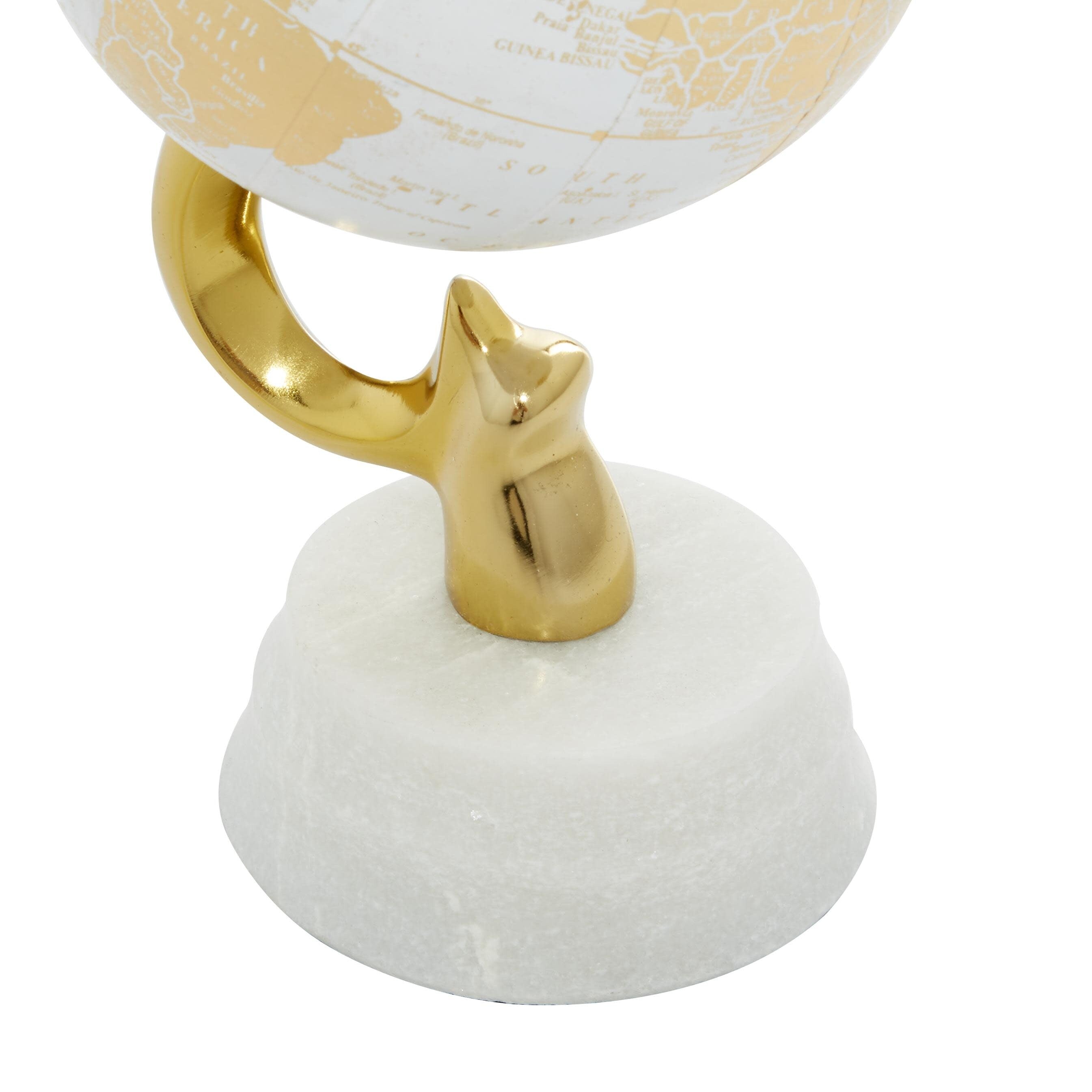 Aluminum Metal Globe with Marble Base - Blue or Gold - Roche River Decor