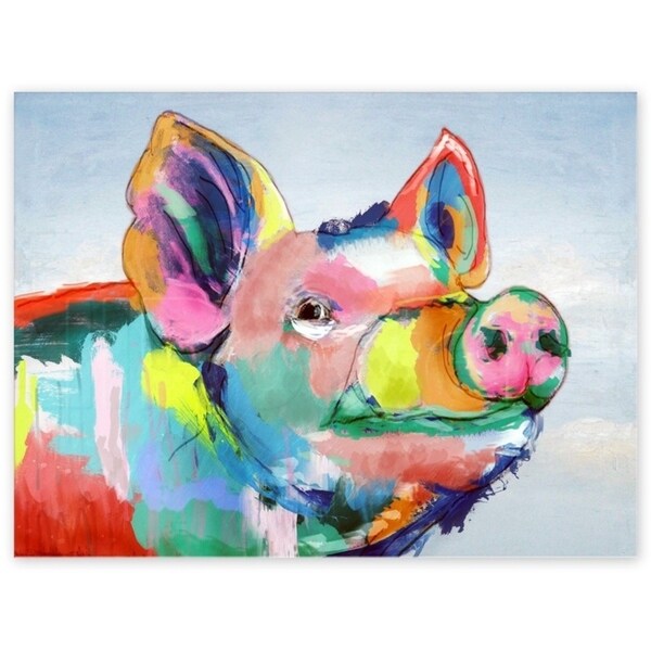 Barney Pig Hand Painted Canvas Wall Decor - Multi-color