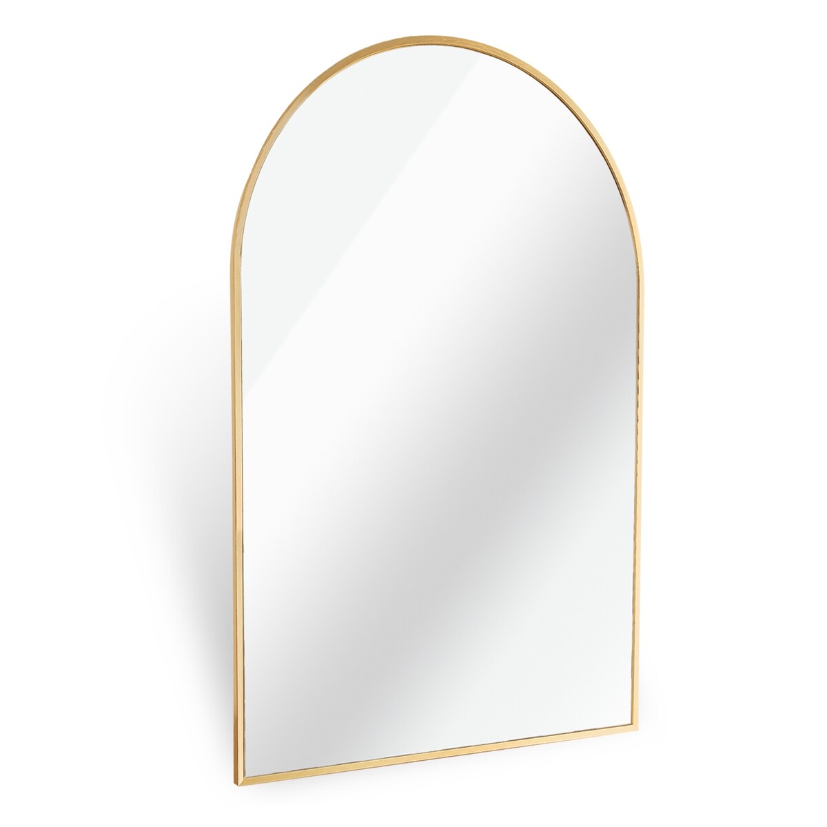 Modern Arched-Top Wall Mirror, Metal Framed Wall Mount Bathroom HD Vanity Mirror