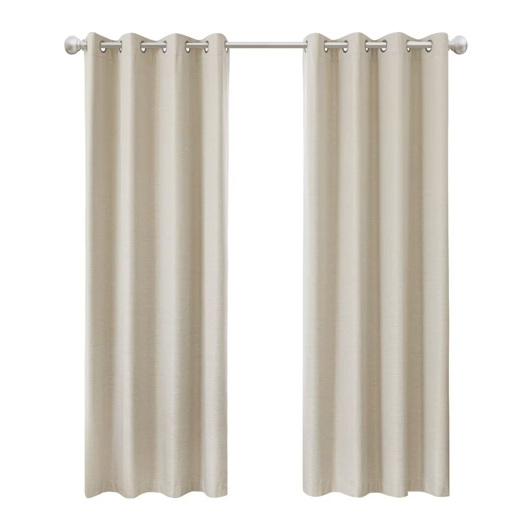 Blackout Brushed Textured Grommet Curtain Pair(2 Panels)