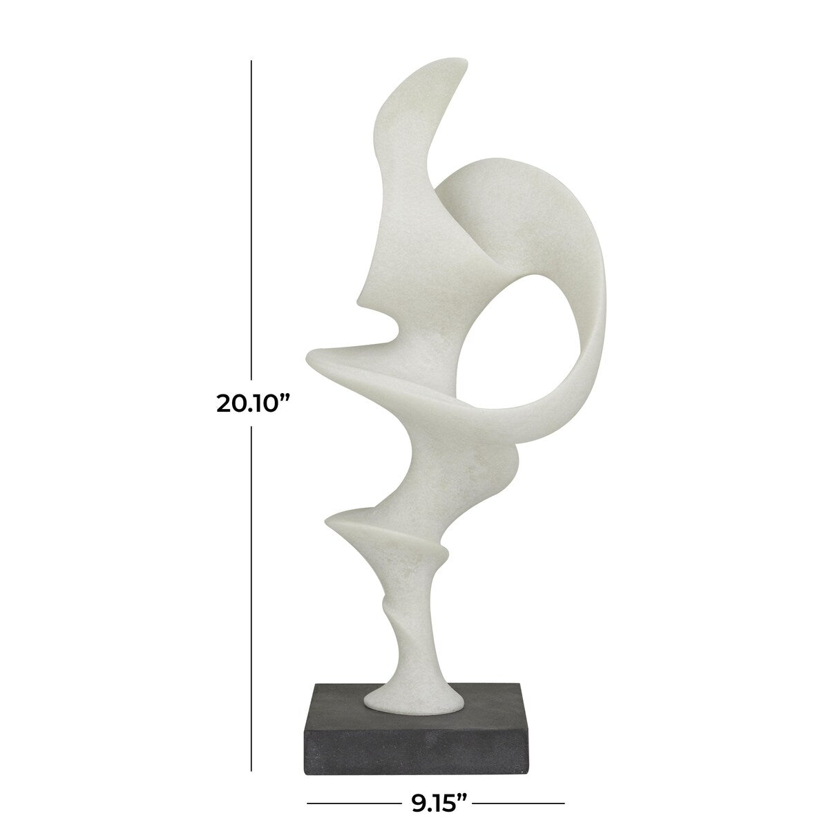 Polystone Abstract Decorative Sculpture with Black Base - White - Roche River Decor