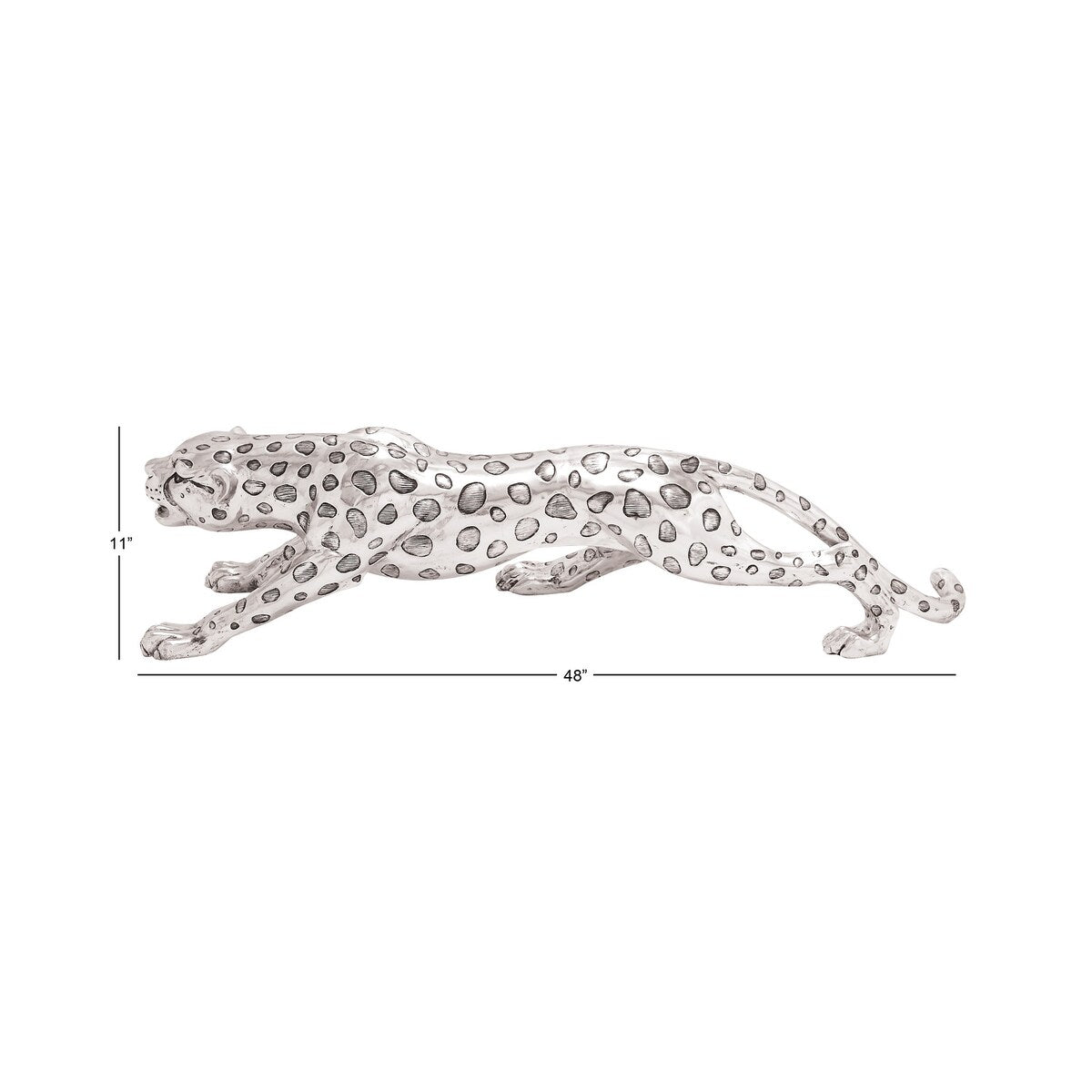 Polystone Leopard Decorative Sculpture - Silver - Roche River Decor