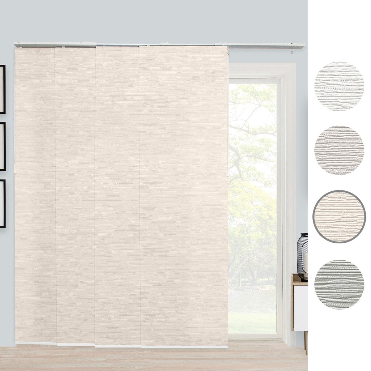 CHICOLOGY Adjustable Sliding Panels, 4-Rail Track, Vertical Blinds, Pation Door Curtain, Room Divider