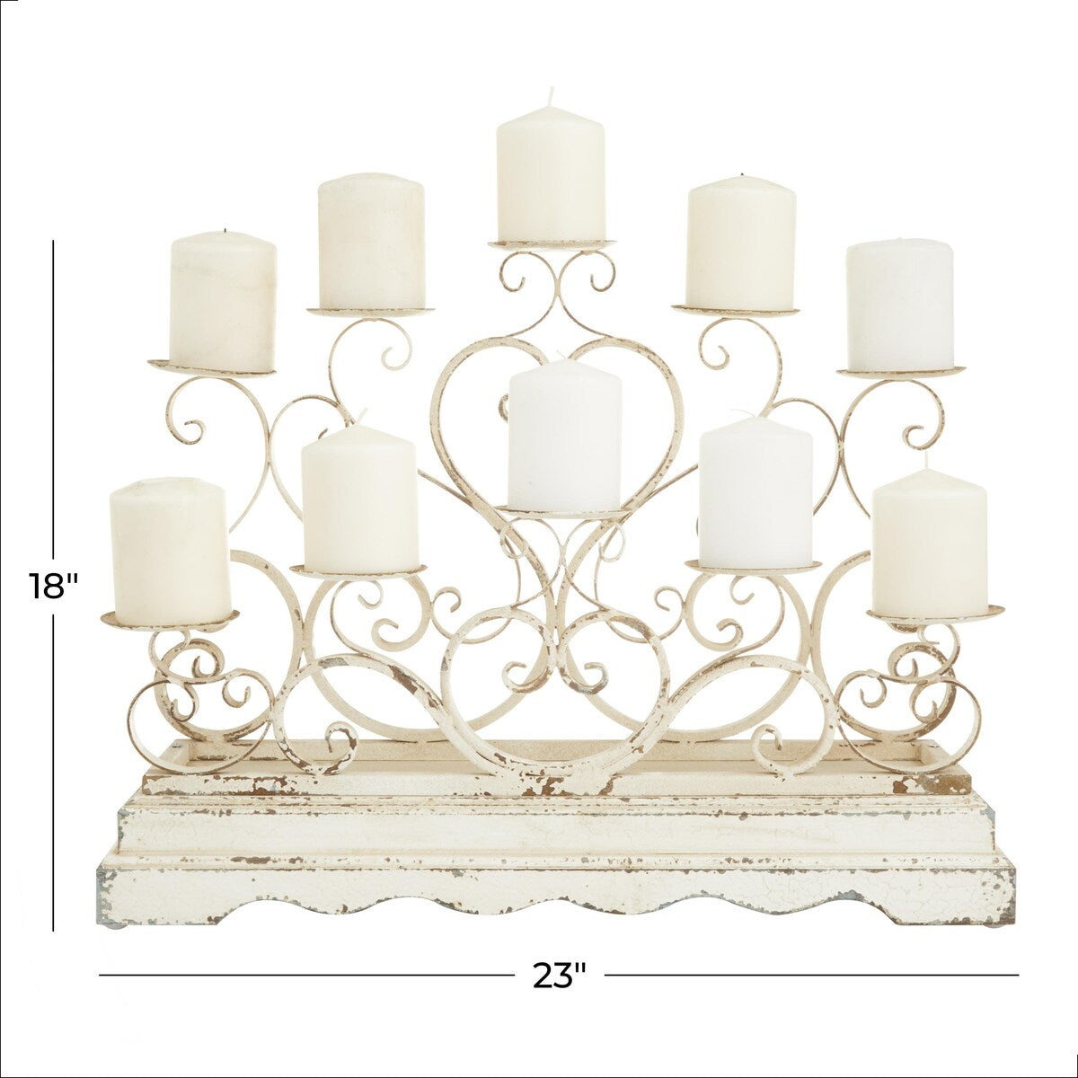 Metal Scroll Pillar 10 Plate Candelabra - White - Roche River Decor