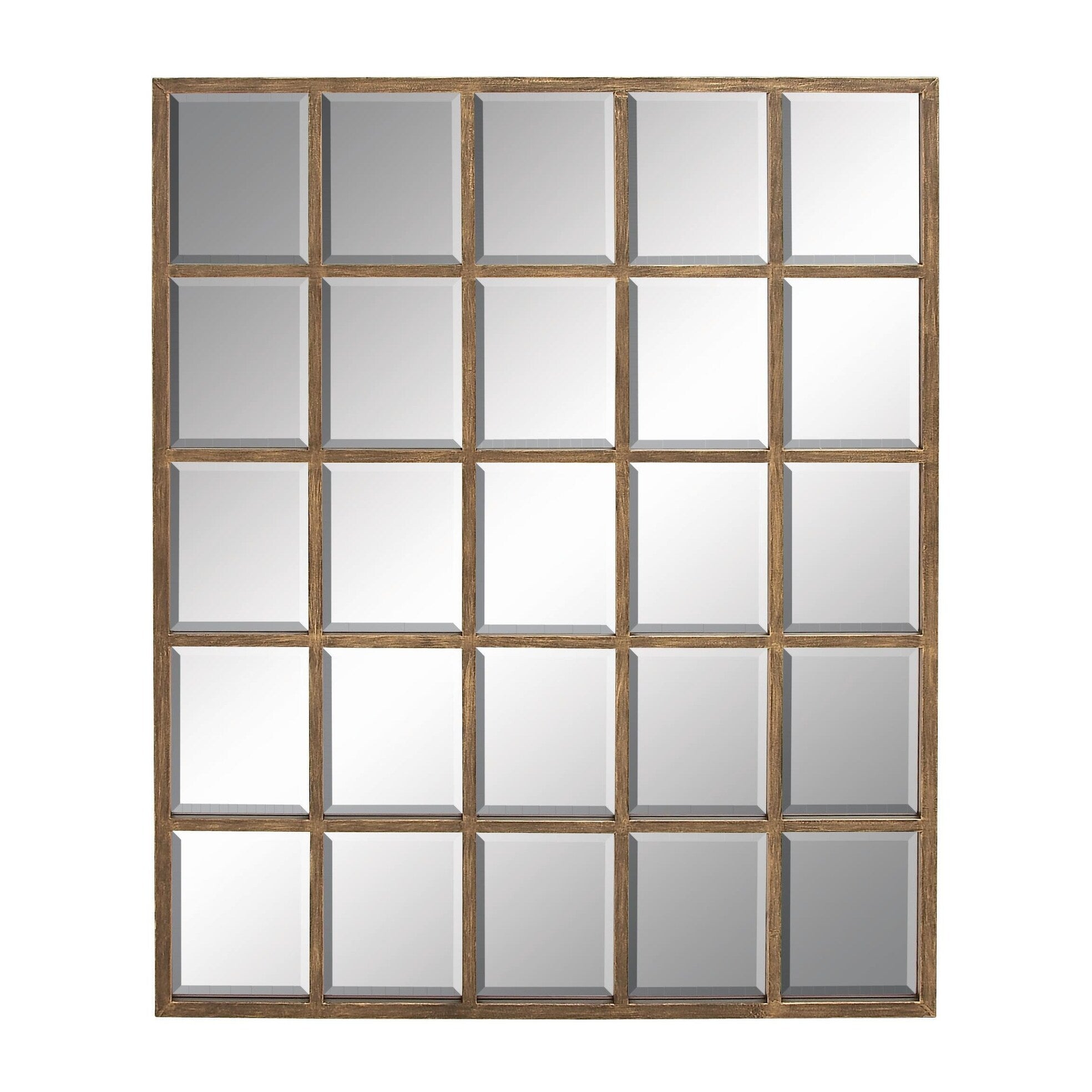 Metal Window Pane Inspired Grid Room Wall Mirror - Copper, Brown, Black - Roche River Decor