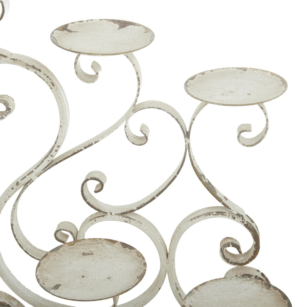 Metal Scroll Pillar 10 Plate Candelabra - White - Roche River Decor