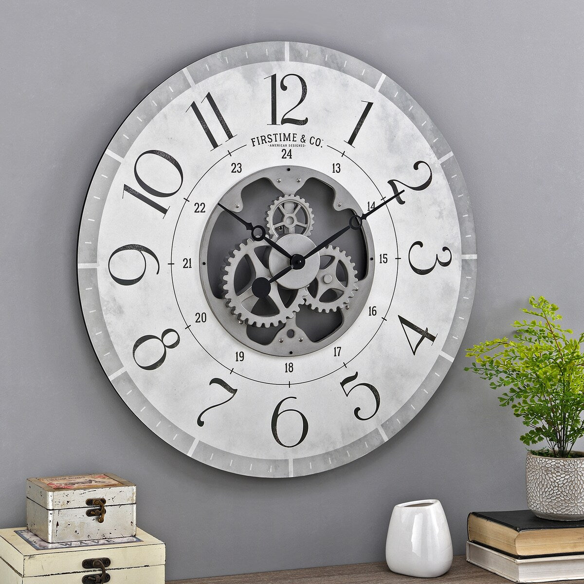 FirsTime & Co. Carlisle Gears Wall Clock, Wood, 27 x 2 x 27 in, American Designed