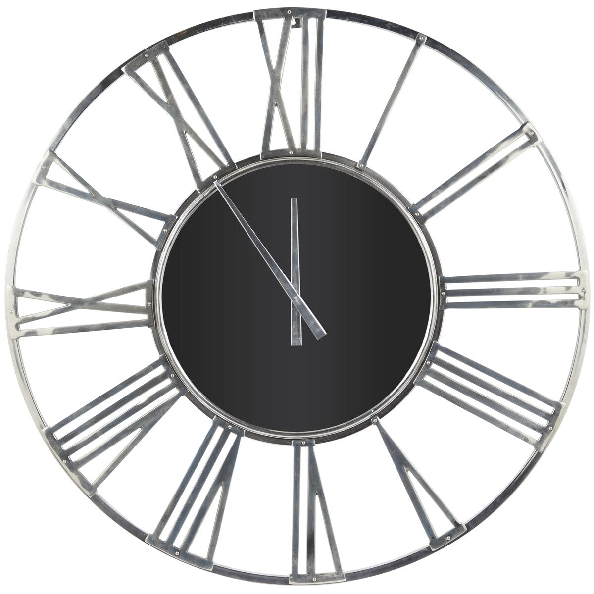 Aluminum Metal Geometric Open Frame Decorative Wall Clock with Glass Center - Silver or Gold - Roche River Decor