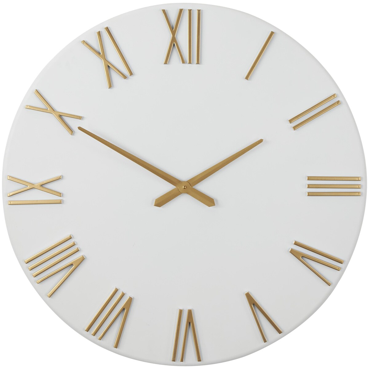 Metal Decorative Wall Clock with Gold Hands and Numbers - Black or White - Roche River Decor