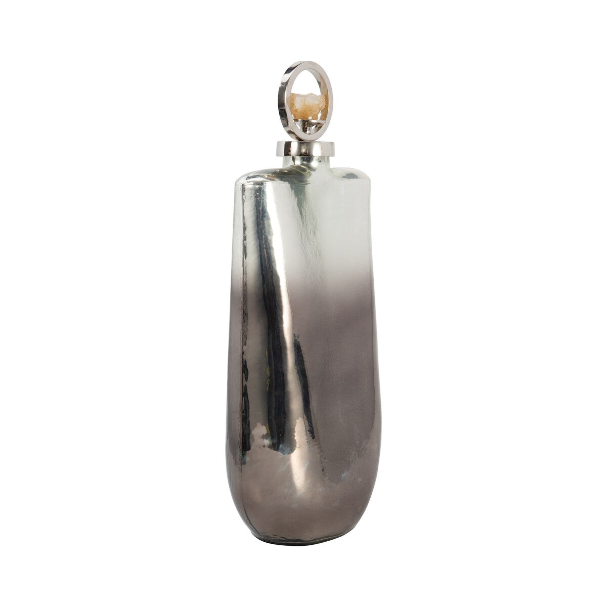 Sagebrook Home Modern Metallic Glass Bottle With Crystal Stone Top