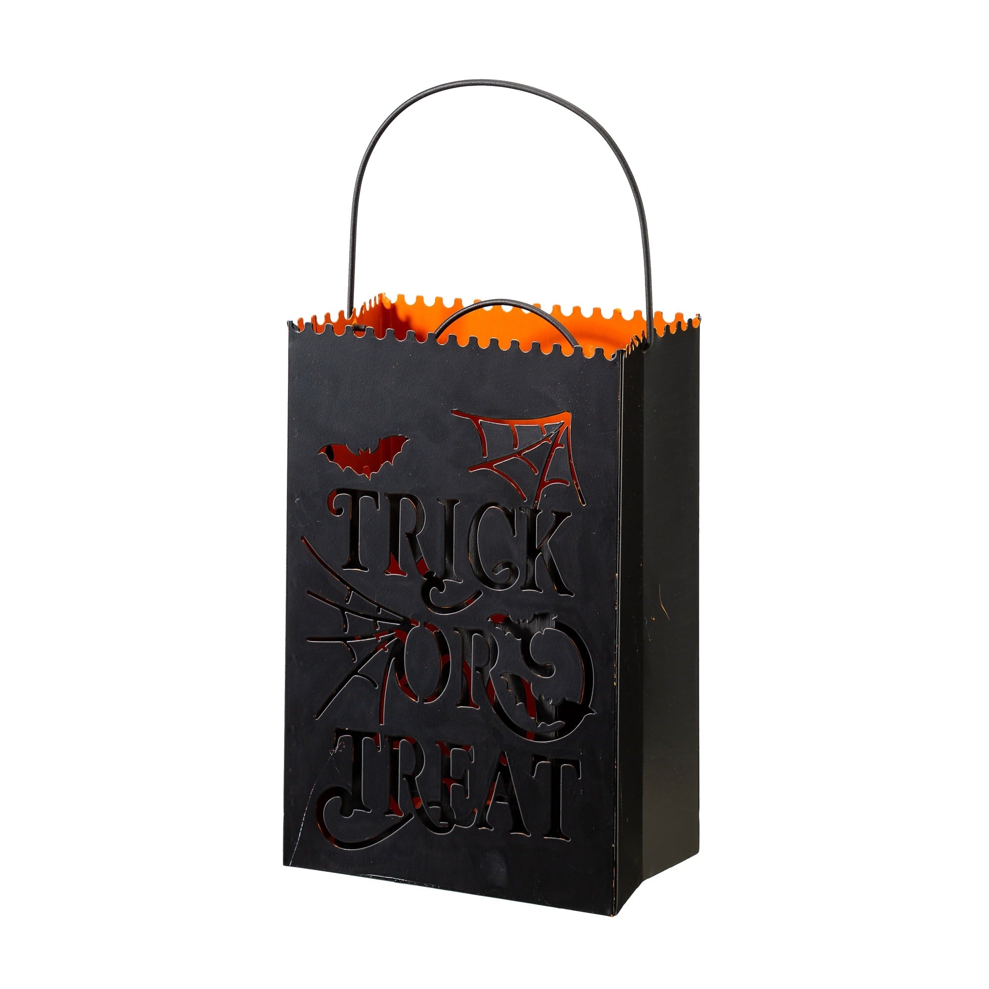 Glitzhome Set of 2 Halloween Metal Bucket Lanterns