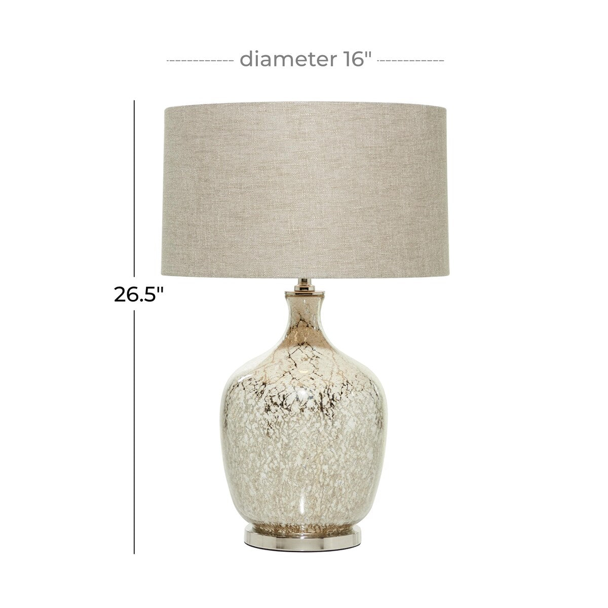 Glass Room Table Lamp with Faux Mercury Glass Finish - Silver - Roche River Decor