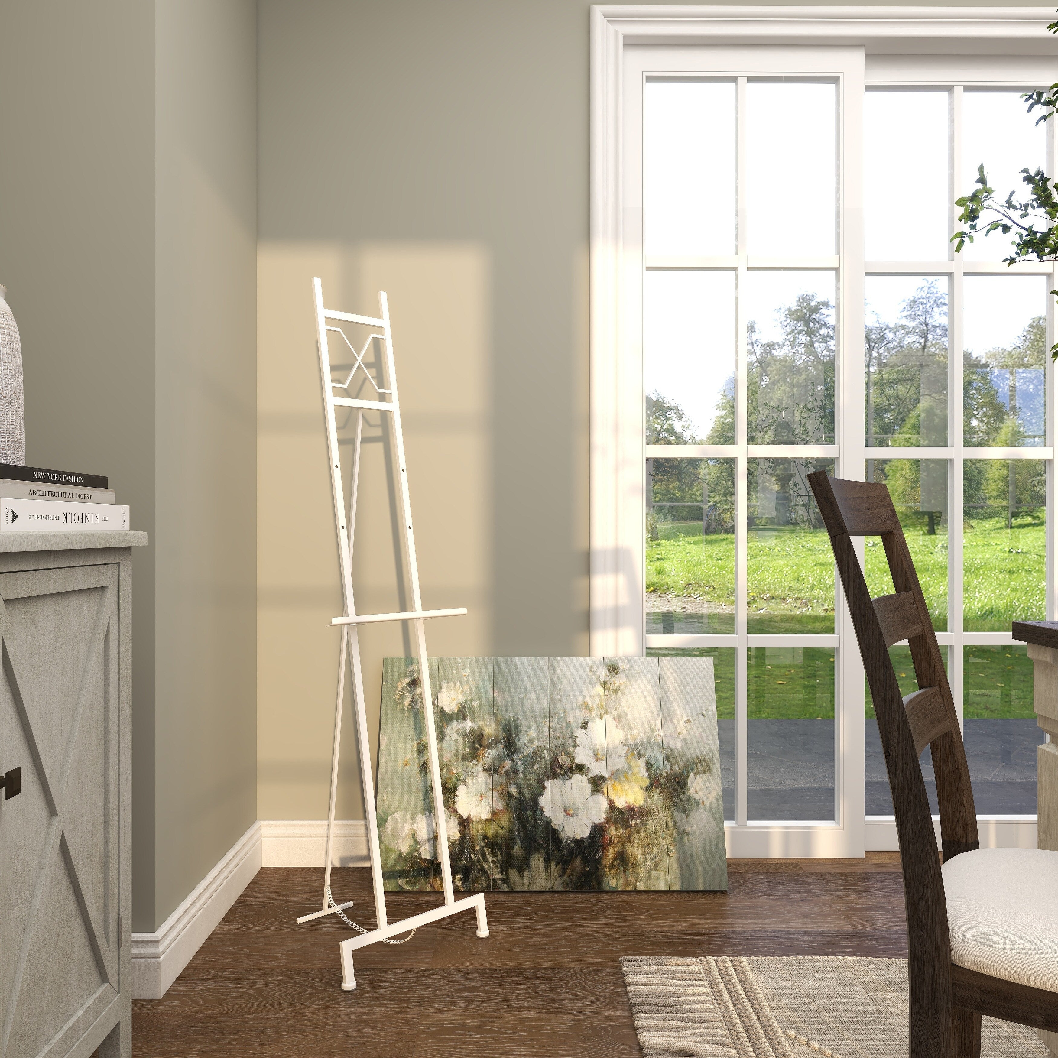 Metal Tall Adjustable 3 Tier Display Easel with Chain Support - Gold, White or Black - Roche River Decor