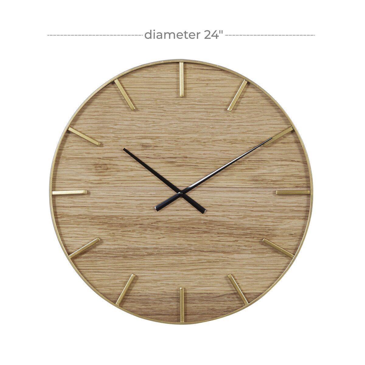 Wooden Decorative Wall Clock with Gold accents - Brown - Roche River Decor