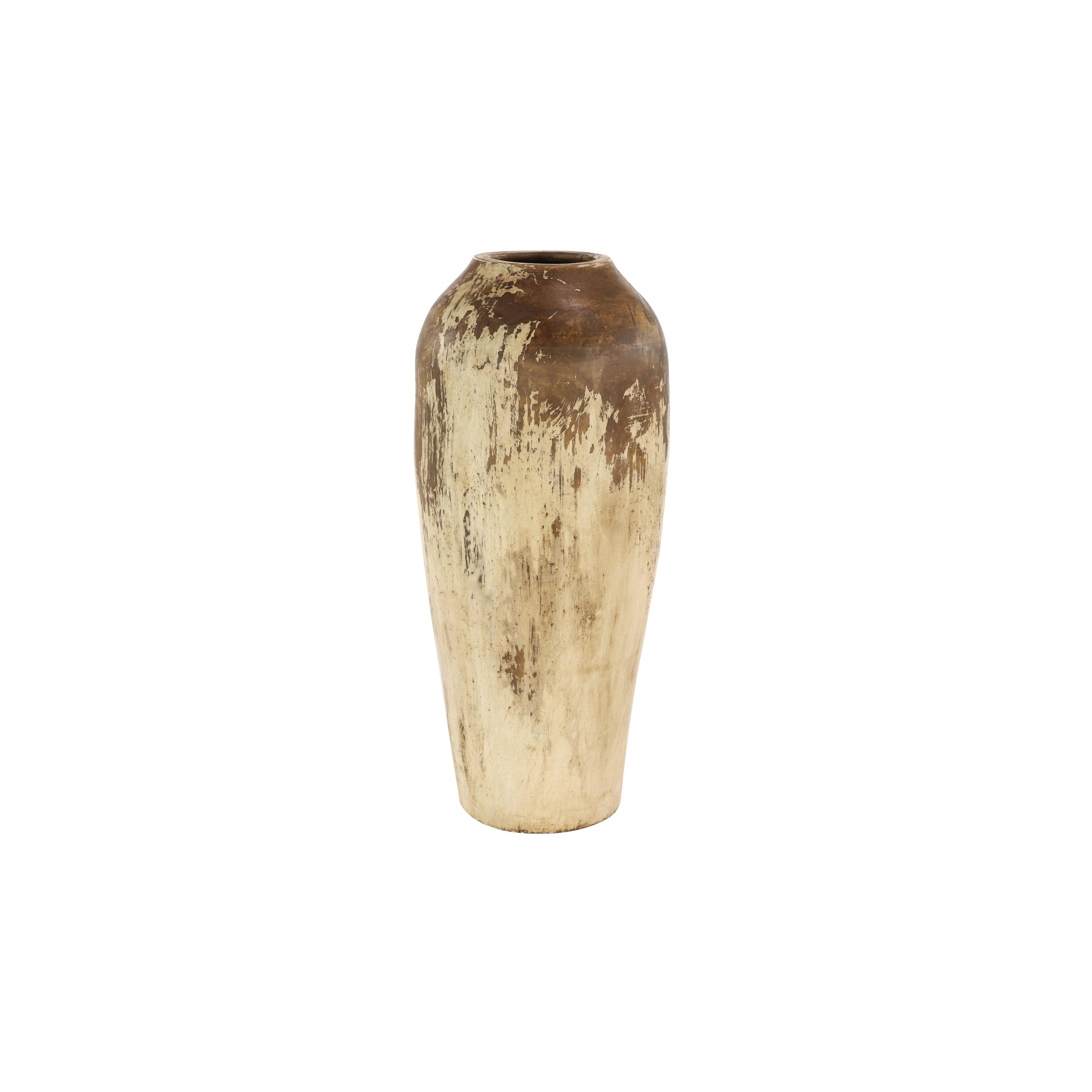 Ceramic Handmade Distressed Decorative Vase - Beige - Roche River Decor