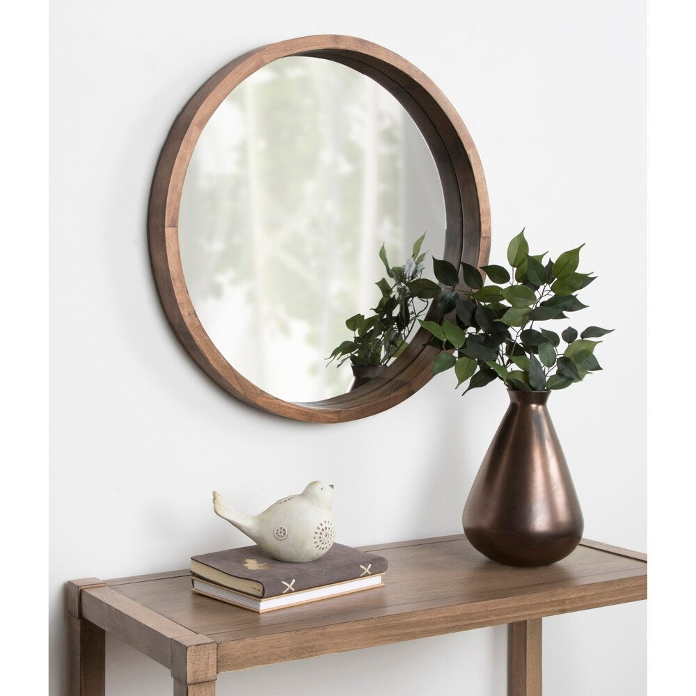 Kate and Laurel Hutton Round Wood Wall Mirror - 22 diameter