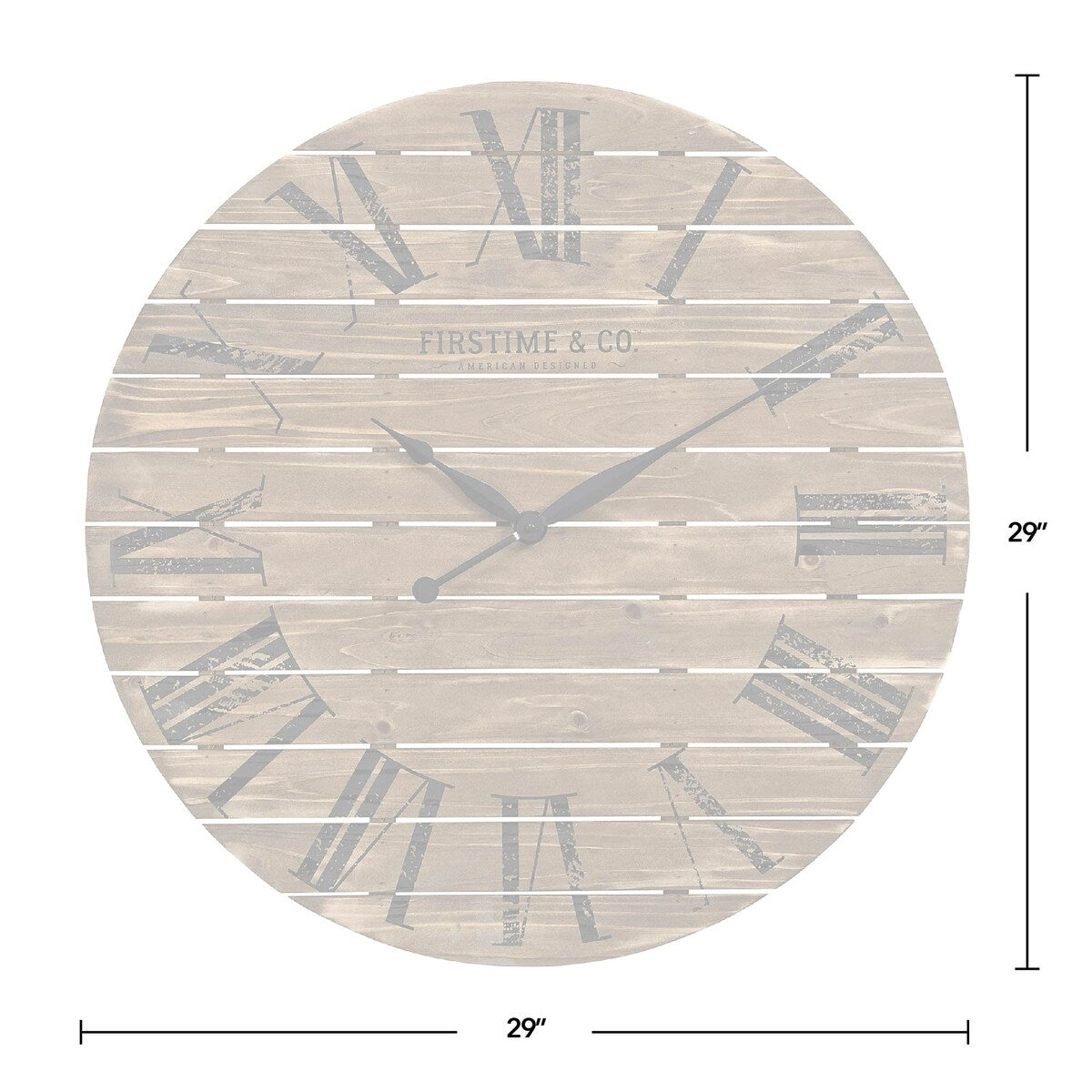 FirsTime & Co. Farmhouse Shiplap Wall Clock, American Crafted, White, Wood, 29 x 2 x 29 in