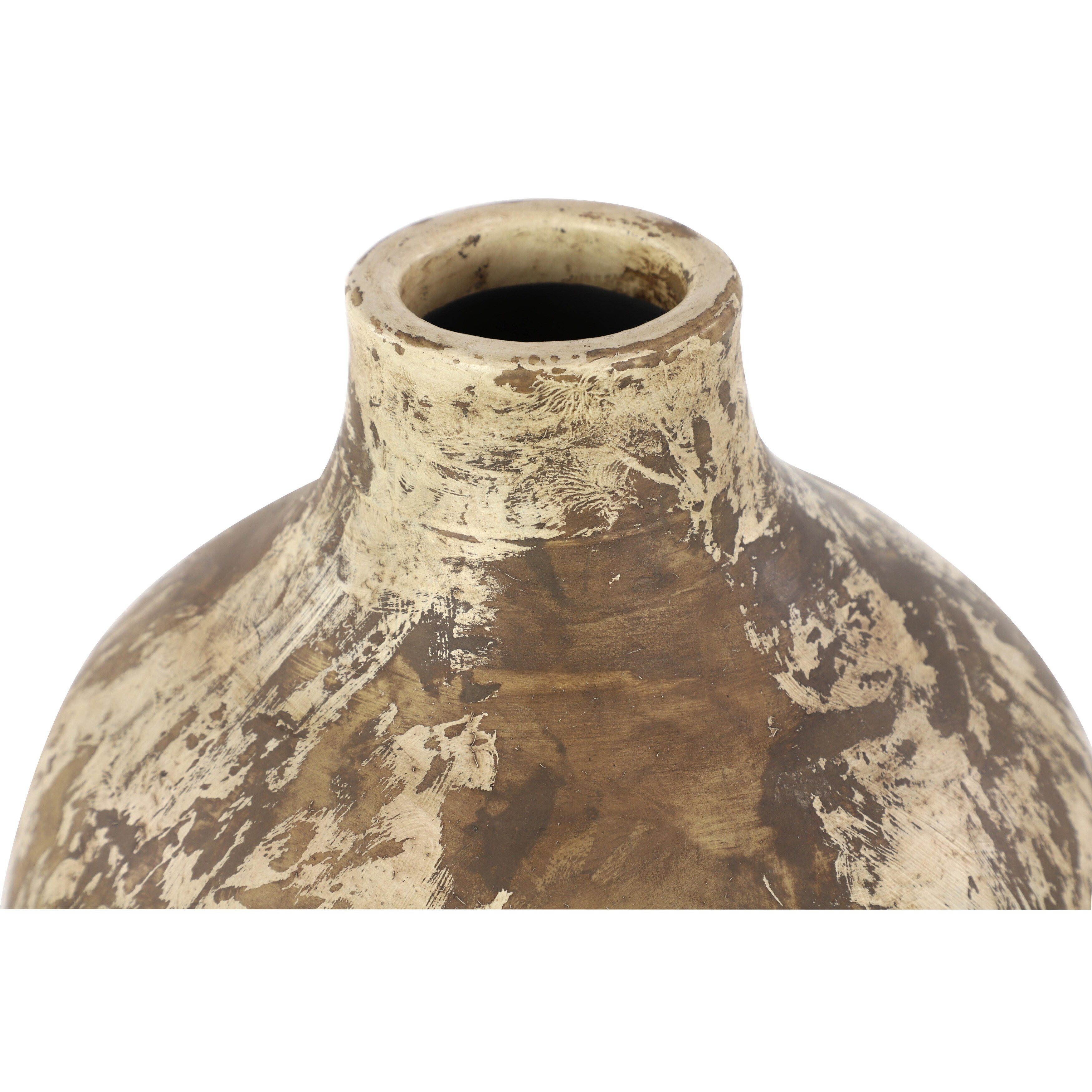 Ceramic Handmade Distressed Decorative Vase - Beige - Roche River Decor