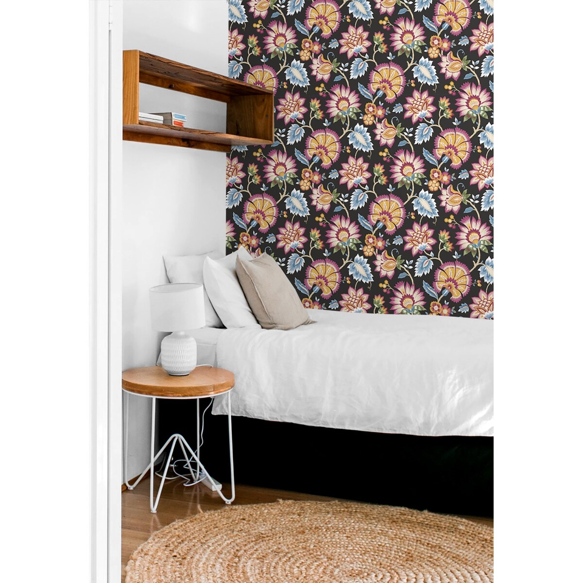 NextWall Jacobean Blossom Floral Peel and Stick Wallpaper