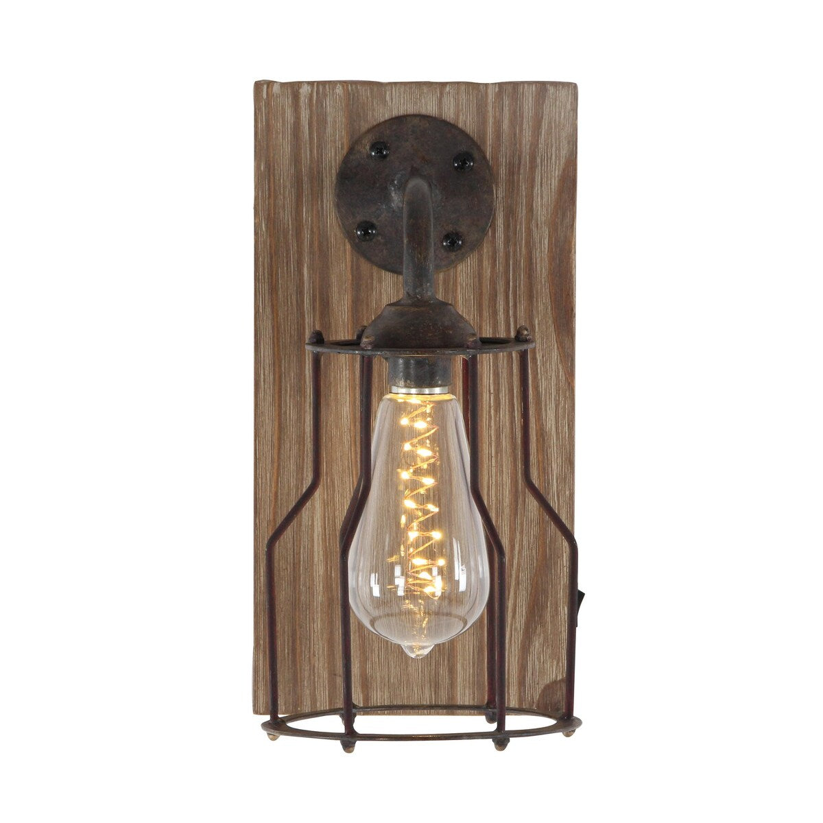 Metal Geometric Battery Operated Room Accent Lamp with Included Fixed LED Light - Brown - Roche River Decor