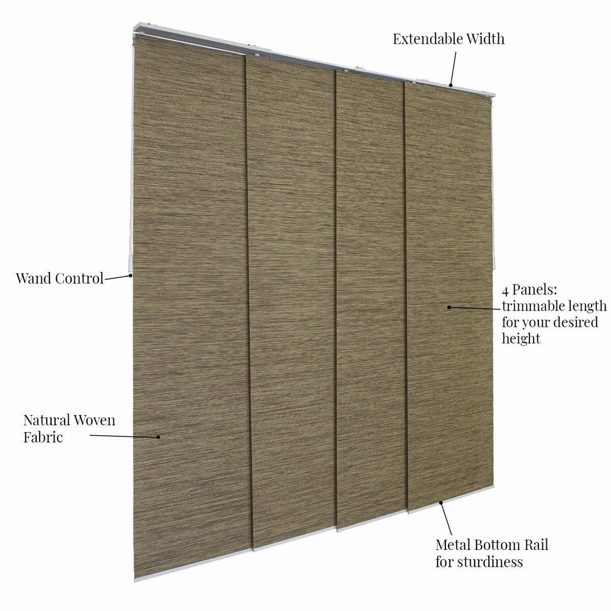 CHICOLOGY Adjustable Sliding Panels, 4-Rail Track, Vertical Blinds, Pation Door Curtain, Room Divider