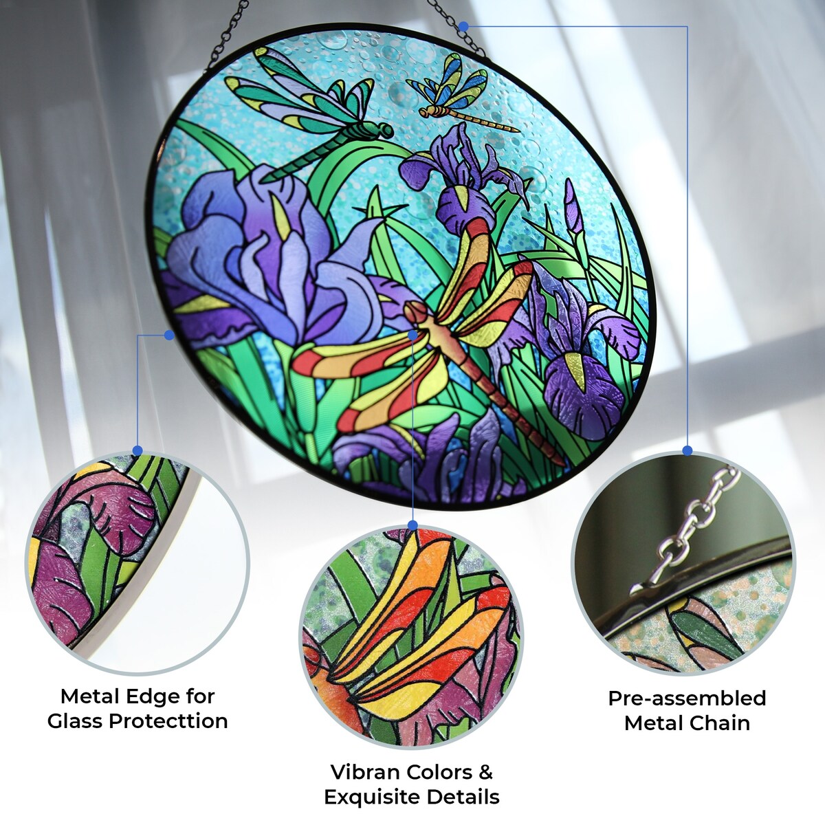 12 Suncatcher Multicolor Glass Window Panel