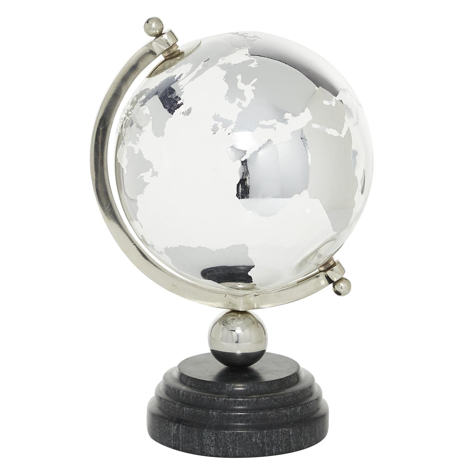 Marble Globe with Marble Base and Black, Tiered or White Base - Silver or Gold - Roche River Decor