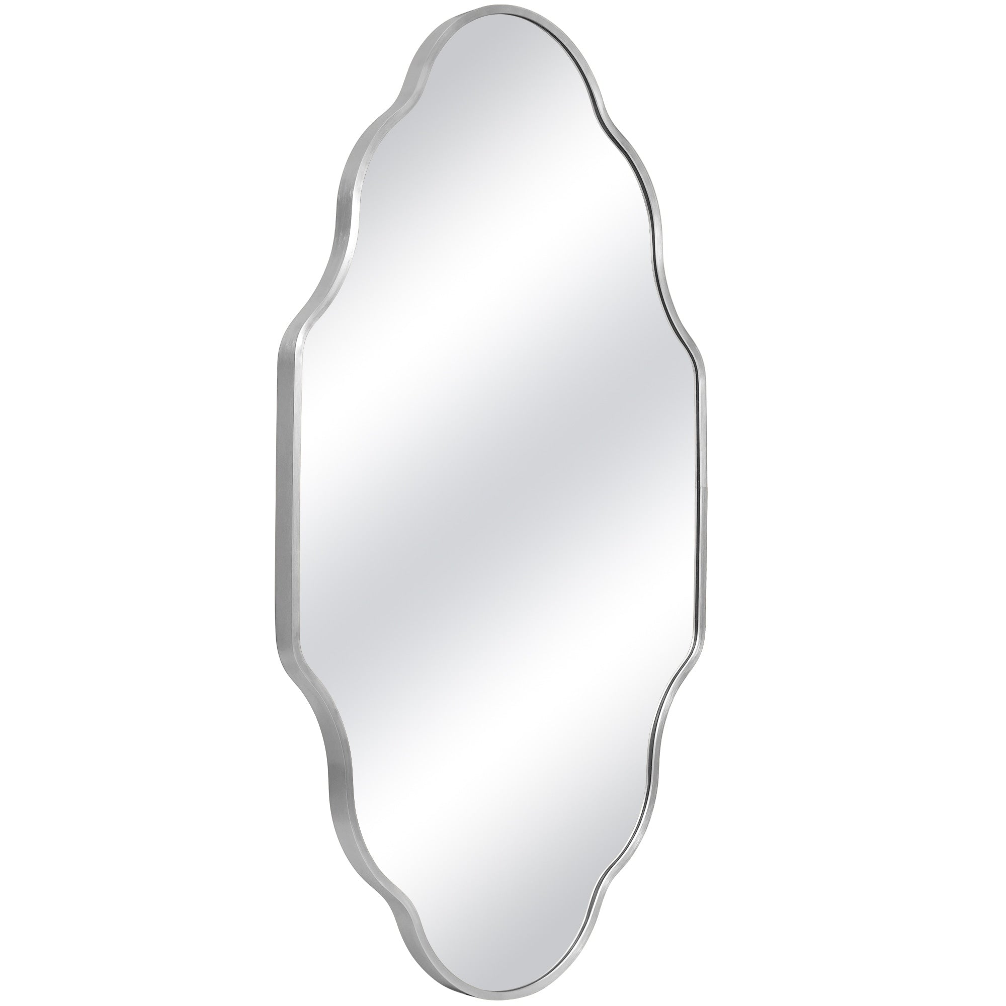 Irregular Aluminum Alloy Framed Wall Mirror Scalloped Wavy Bathroom Mirror