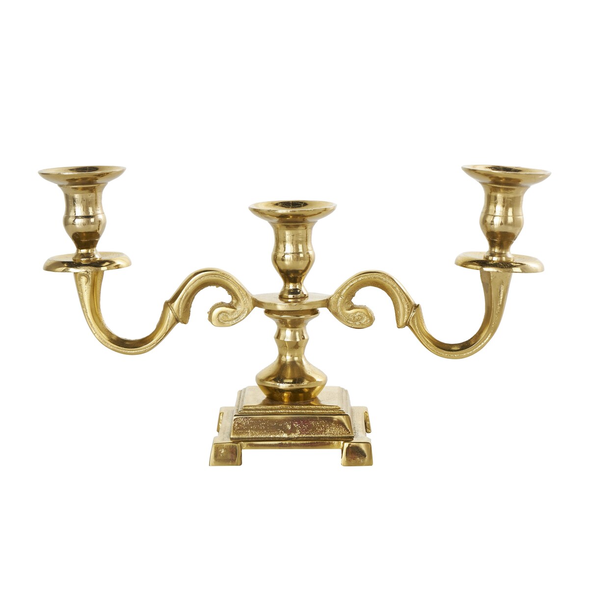 Aluminum Metal Scrolled Candelabra - Gold or Silver - The Novogratz