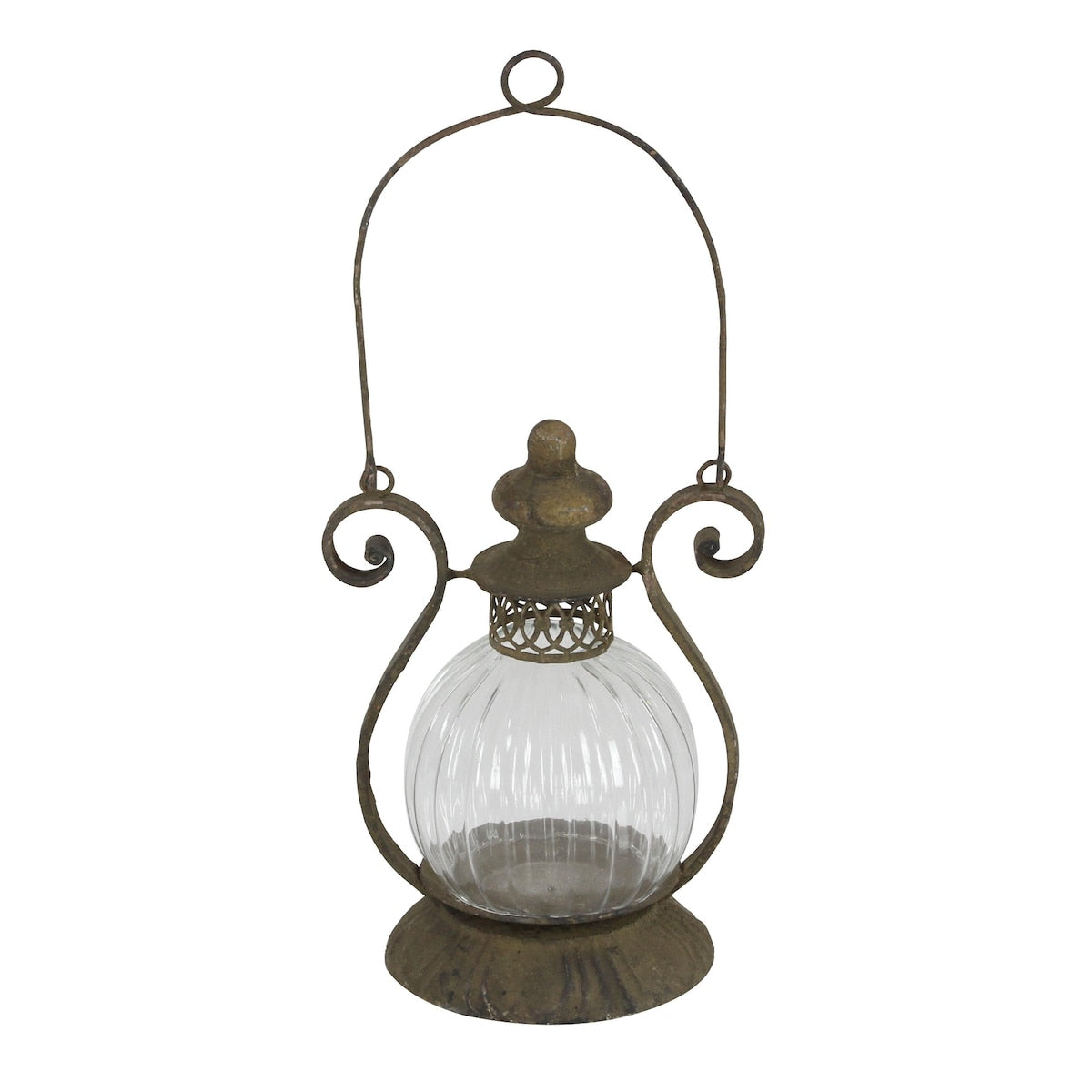 Metal Decorative Indoor Outdoor Candle Lantern with Handle - Brown - Roche River Decor