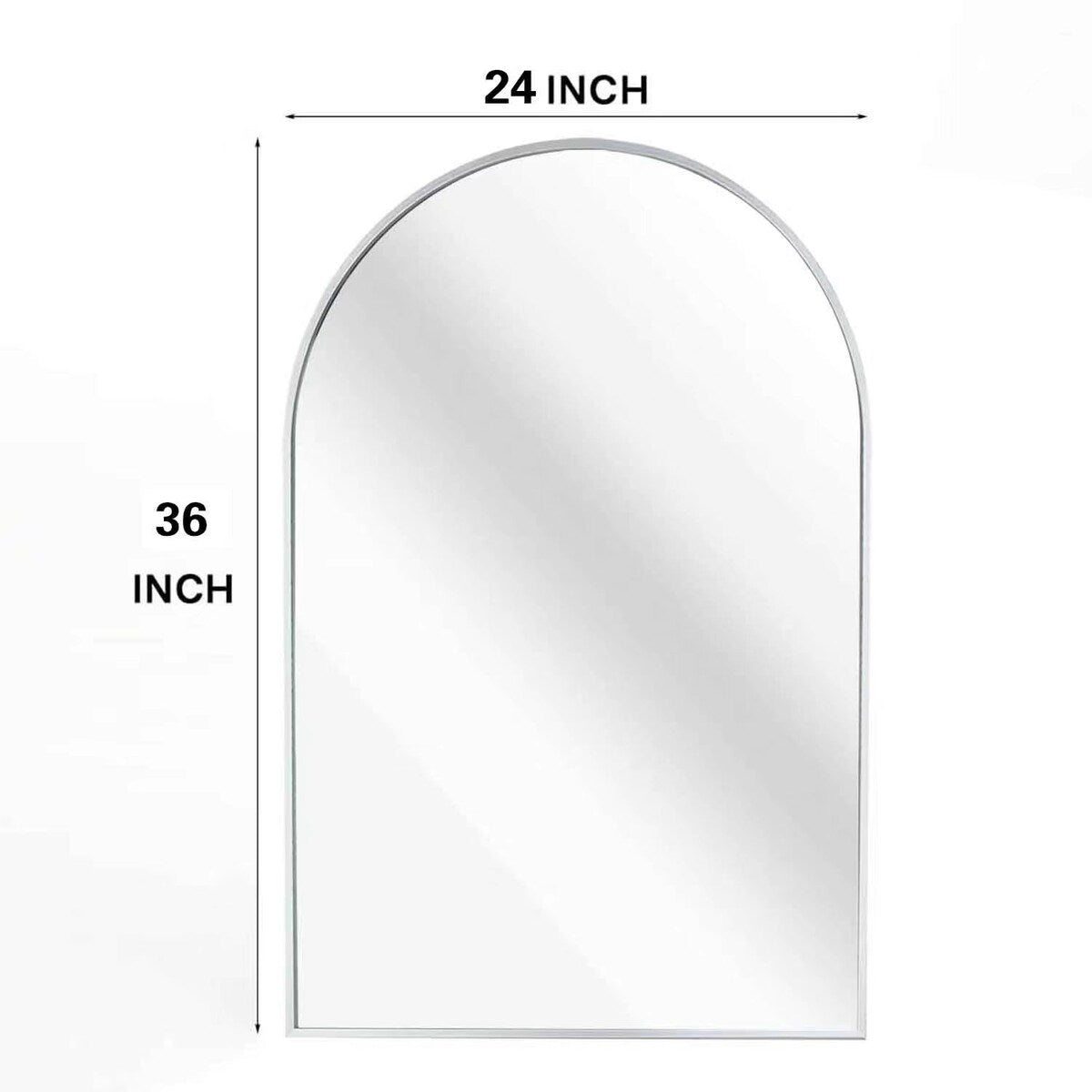 Modern Arched-Top Wall Mirror, Metal Framed Wall Mount Bathroom HD Vanity Mirror